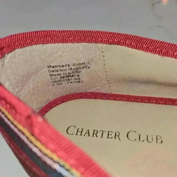 Charter Club Embroidered Plaid Tartan Scottie Slip On Loafer Red Size 8.5 - Picture 8 of 8